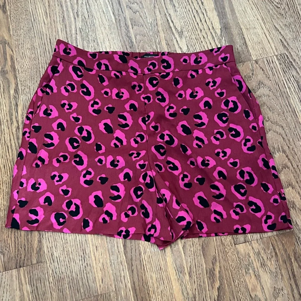 Halogen Burgundy Leopard Print Shorts, 8